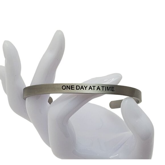 One Day At a Time Cuff Bracelet Stainless Steel - Picture 1 of 2